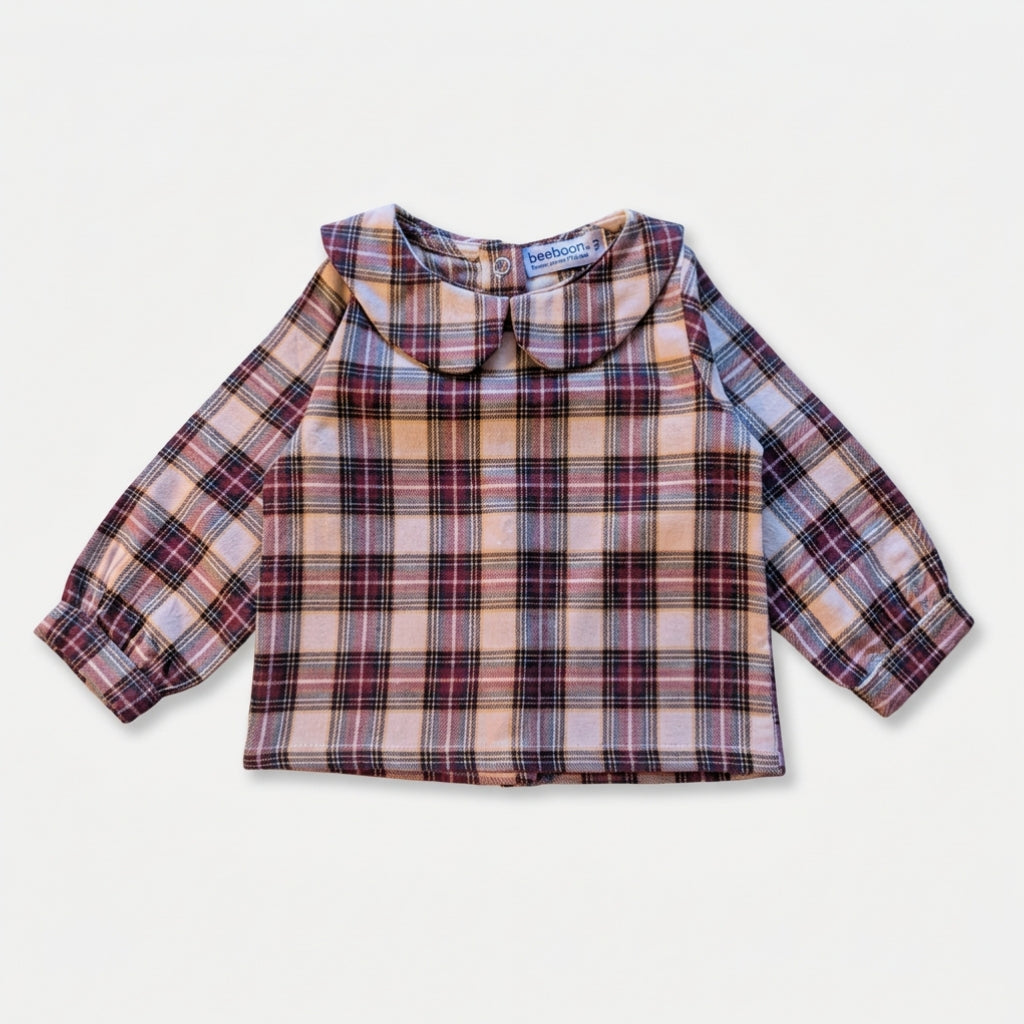 Baby Burgundy & Cream Tartan Shirt