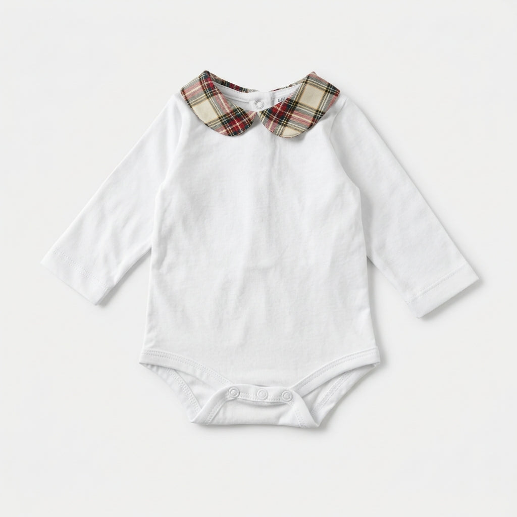 Baby Burgundy & Cream Tartan Bodysuit