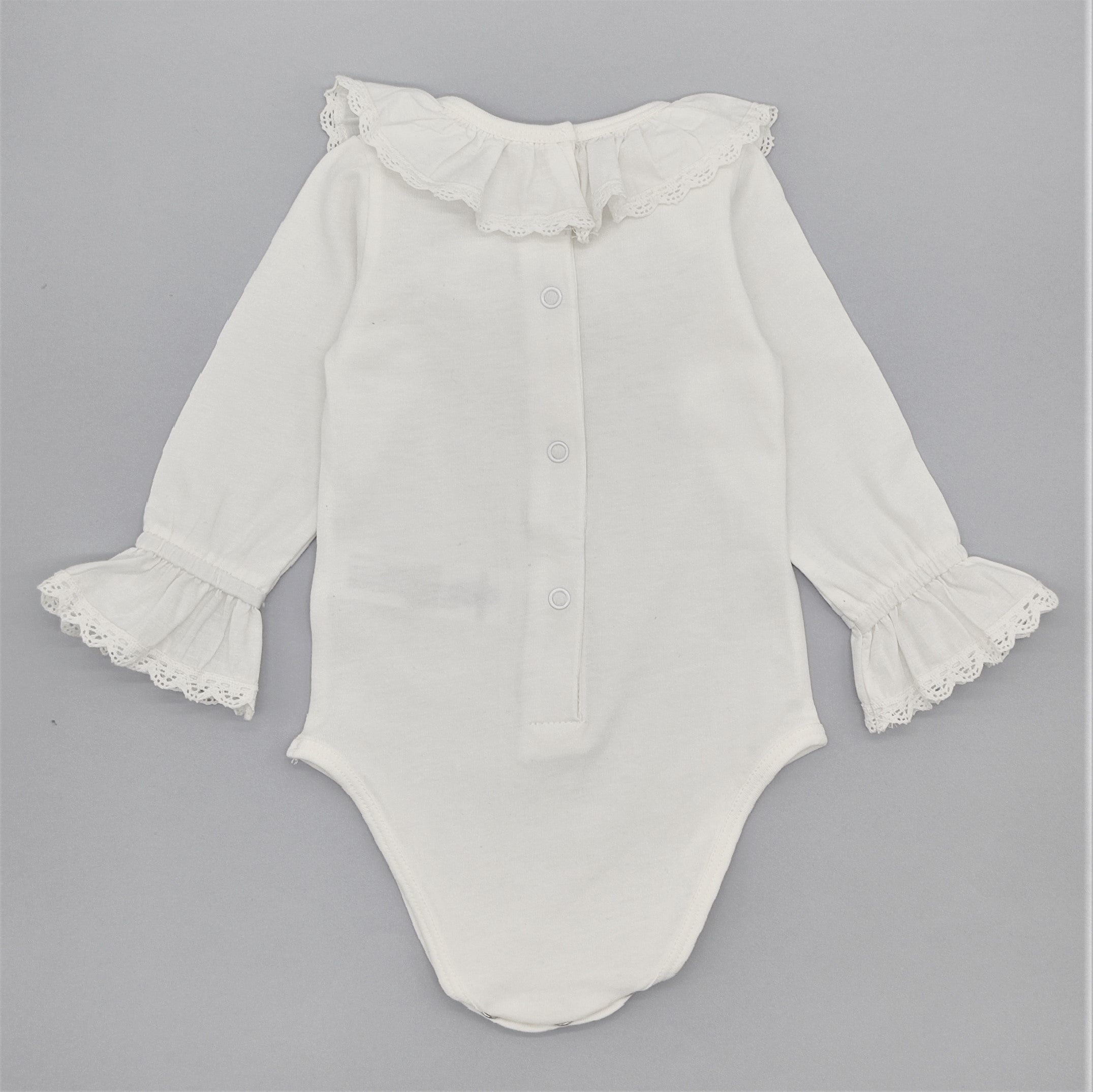 Baby White Cotton White Lace Bodysuit