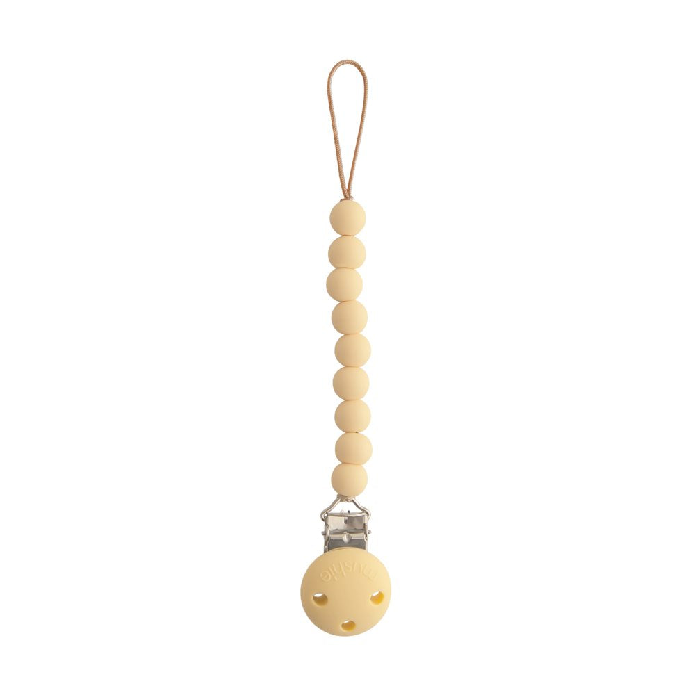 Mushie Silicone Pacifier Clip Hera Pale Yellow