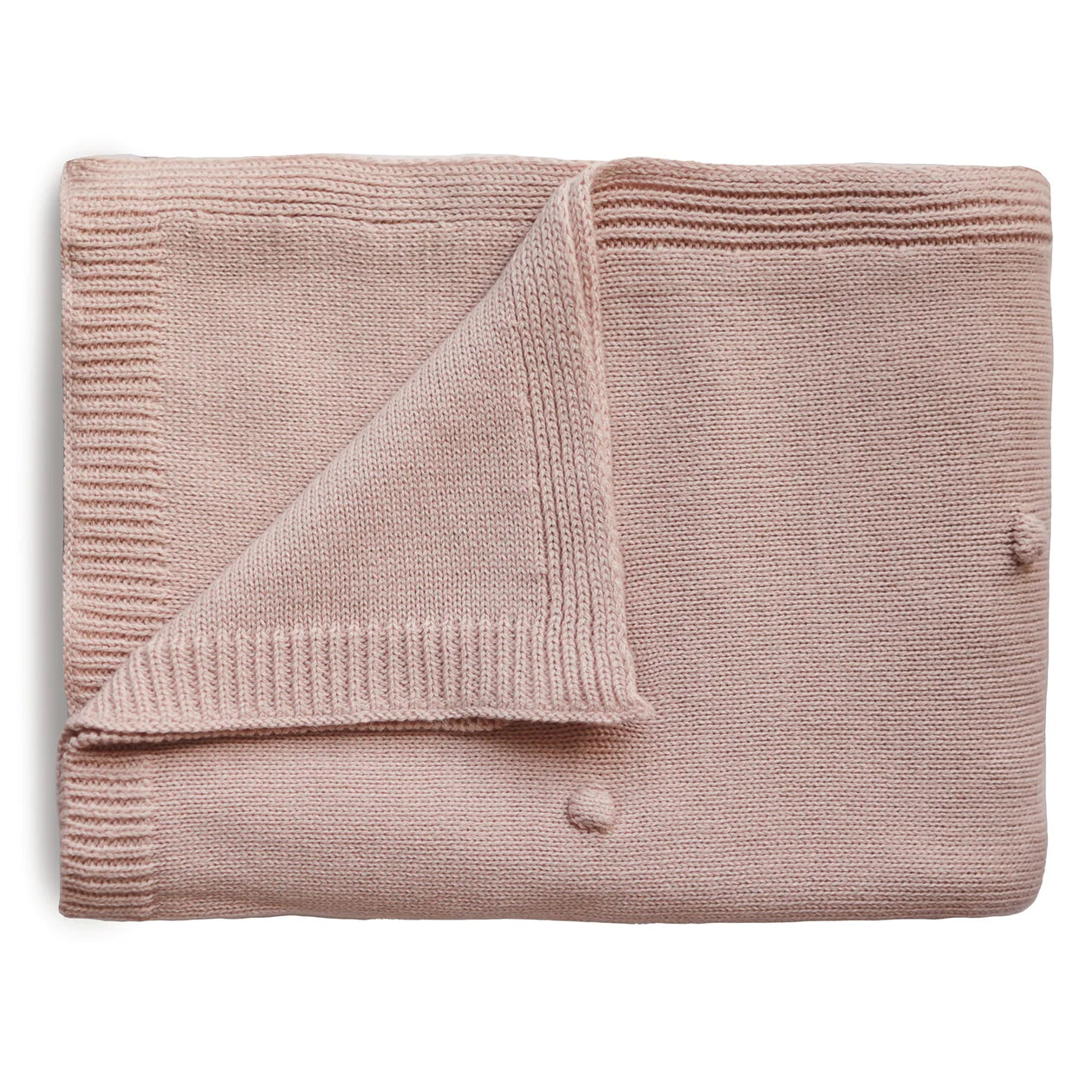 Mushie Knitted Baby Blanket Textured Dots Blush