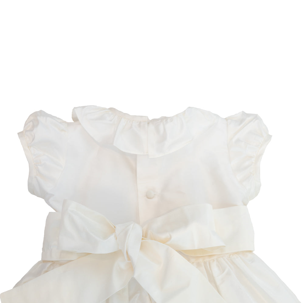 Flower Girl White Silk Dress Hot Pink Sash