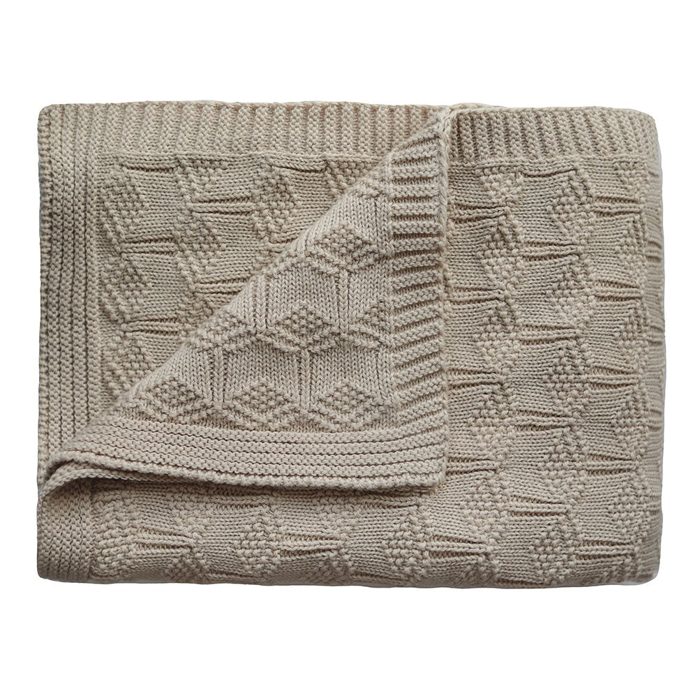 Mushie Knitted Baby Blanket Honeycomb Beige