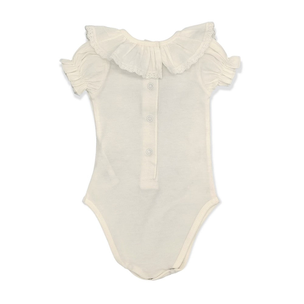 Baby White Cotton White Lace S/S Bodysuit