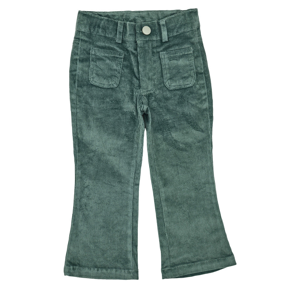 Girl Green Corduroy Flare Trousers