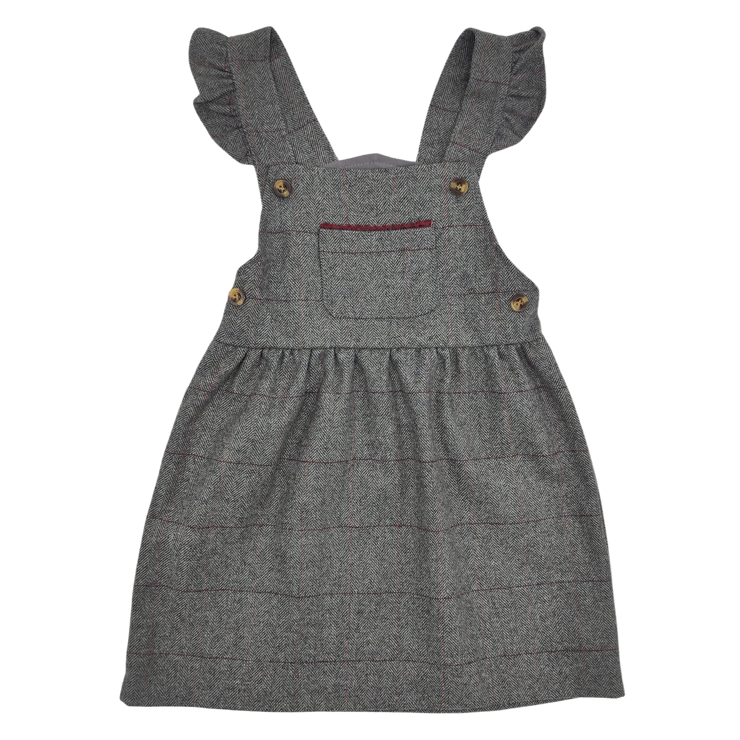 Girl Grey Herringbone Pinafore Skirt