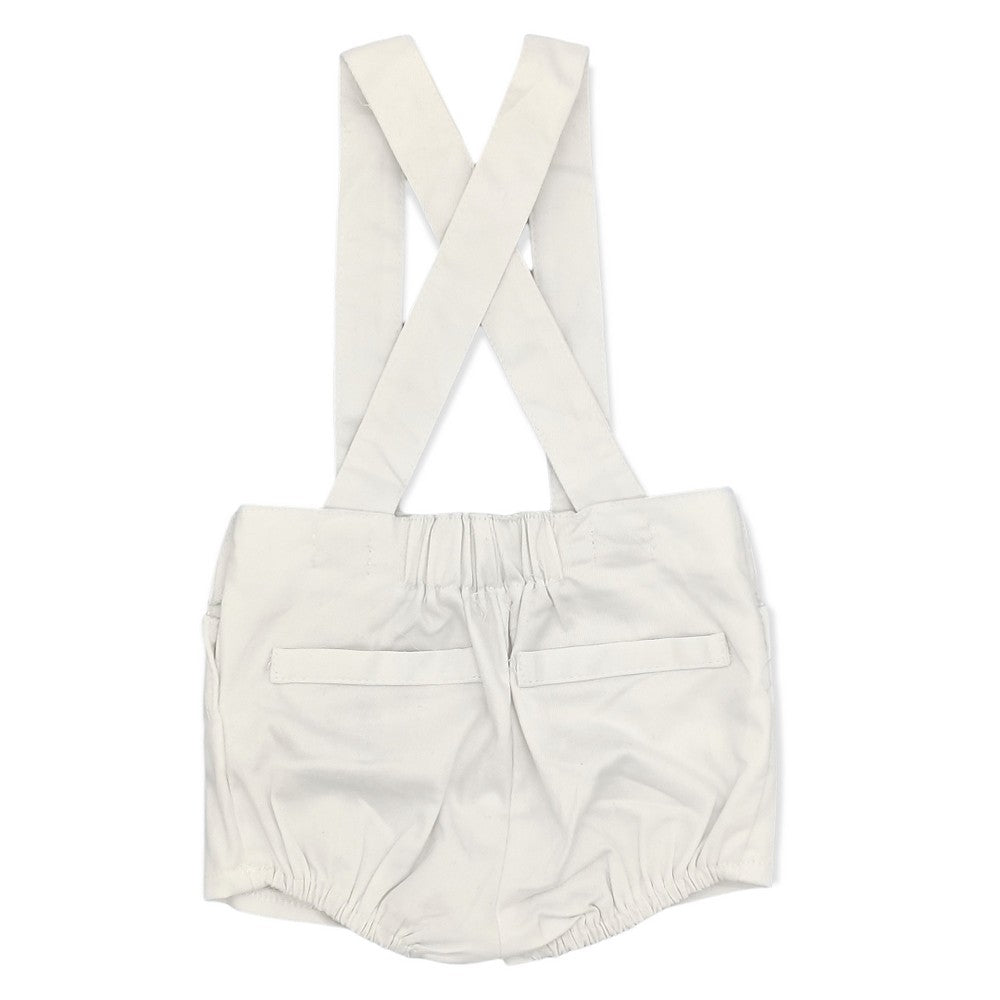 Baby White Suspender Shorts