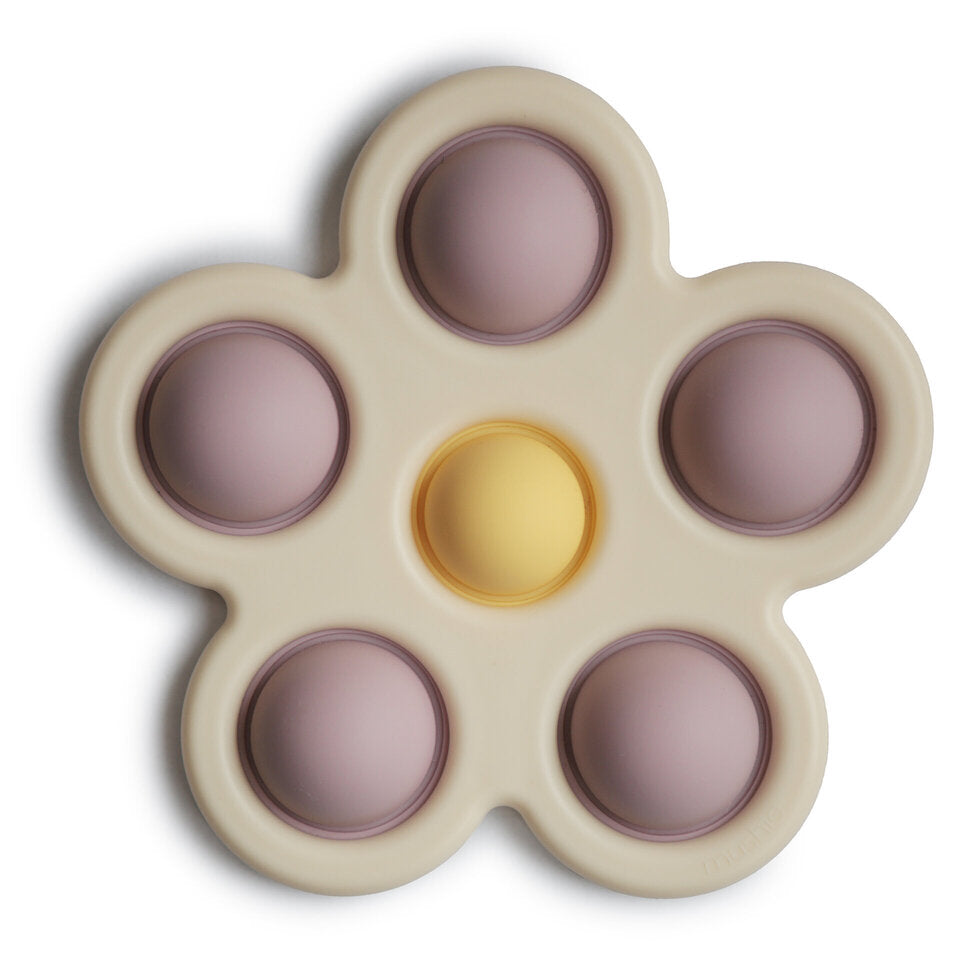 Mushie Flower Press Toy (Soft Lilac/Daffodil/Ivory)