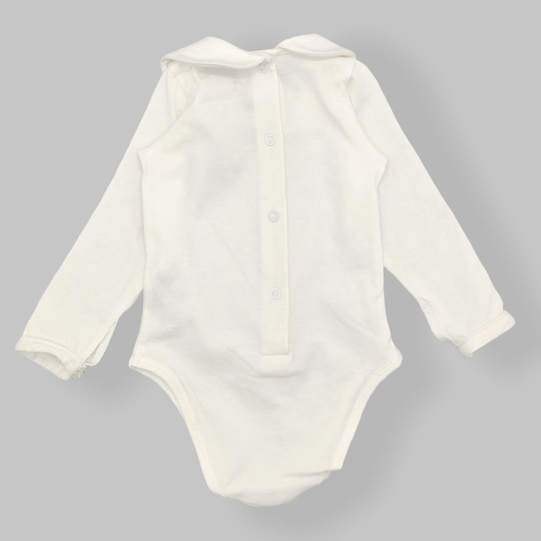 Baby White Cotton White Trim Bodysuit