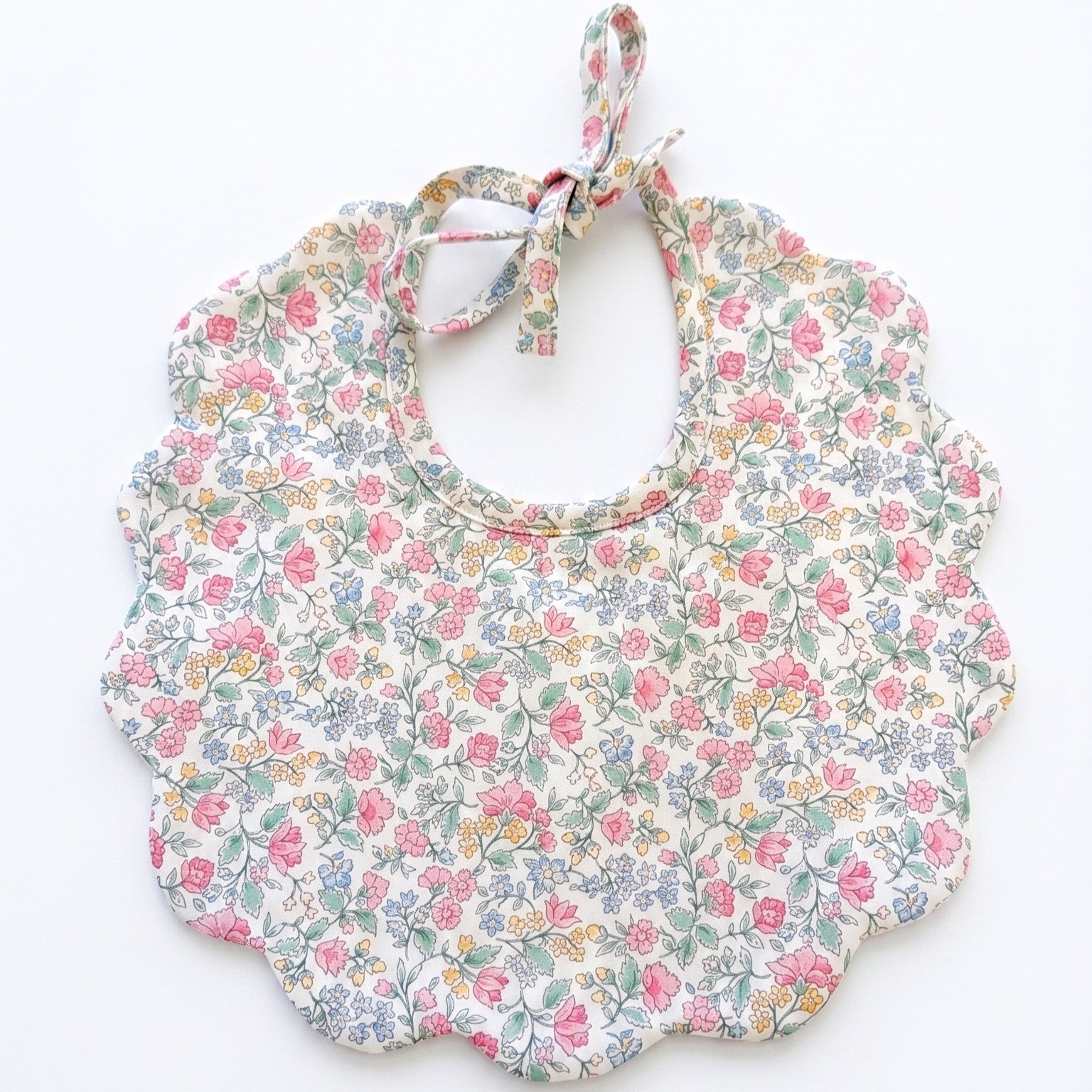 Baby Rosebud Green Scallop Bib