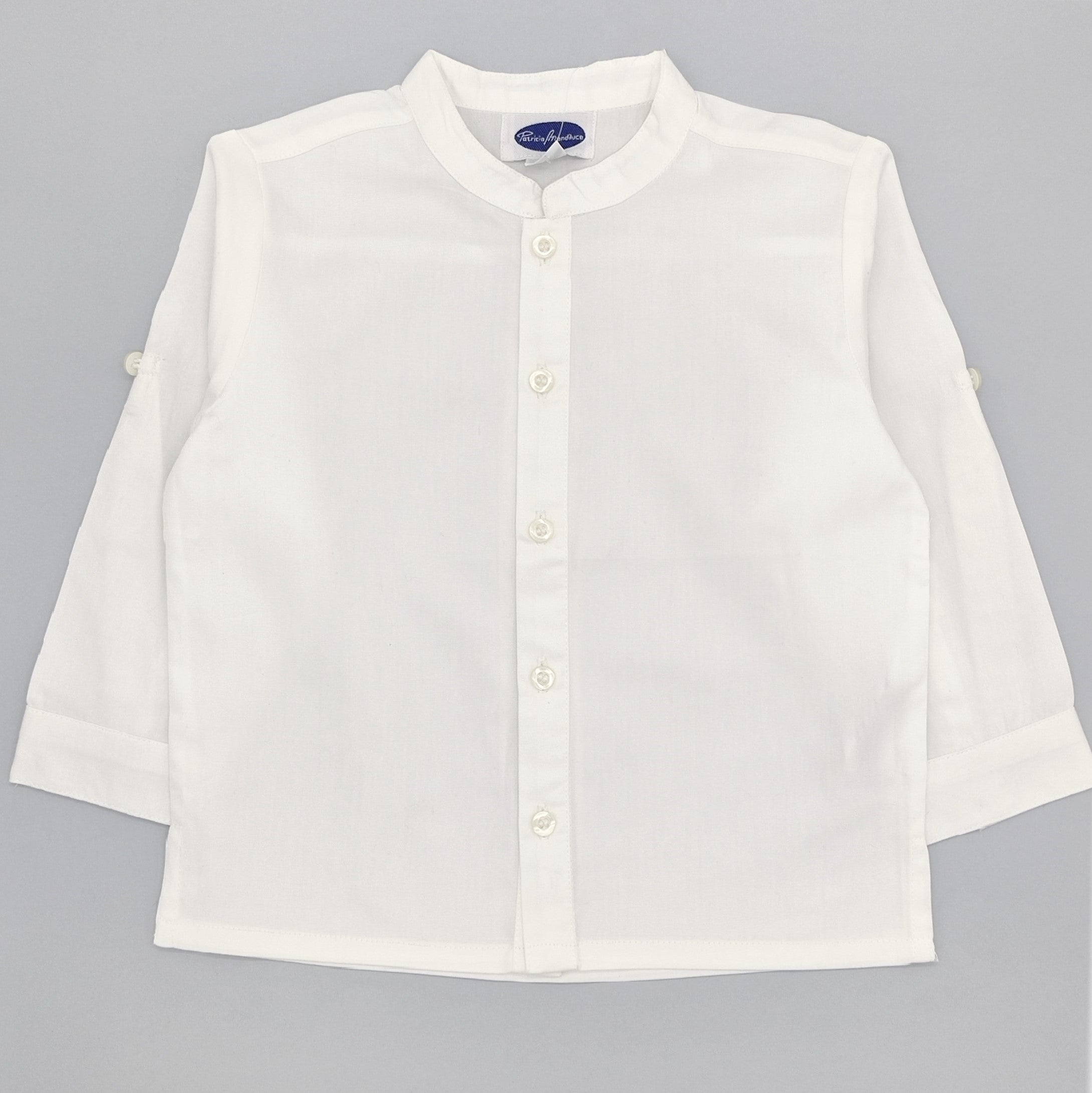 Boy White Mandarin Collar Shirt