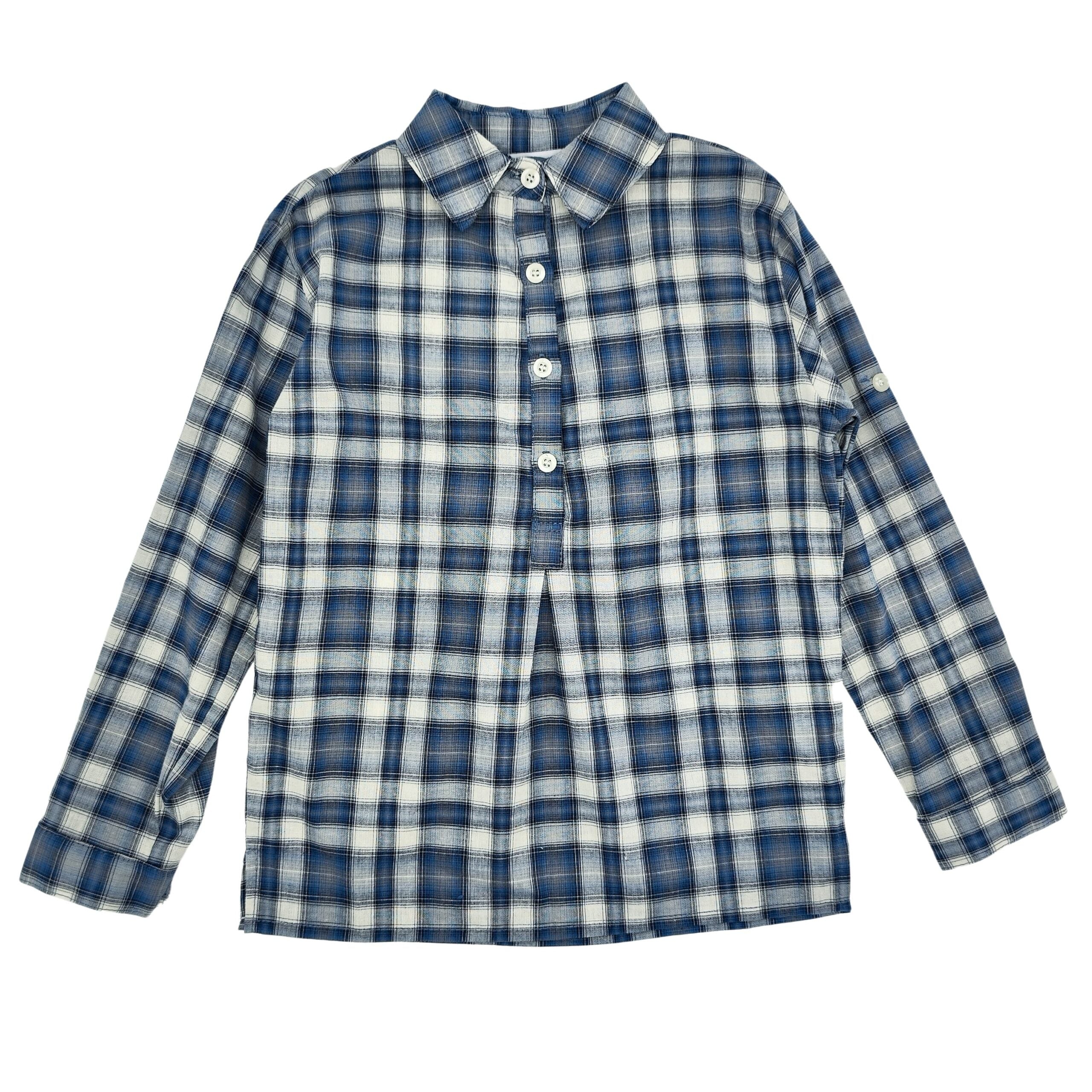 Boy Blue Tartan Classic Collar Shirt