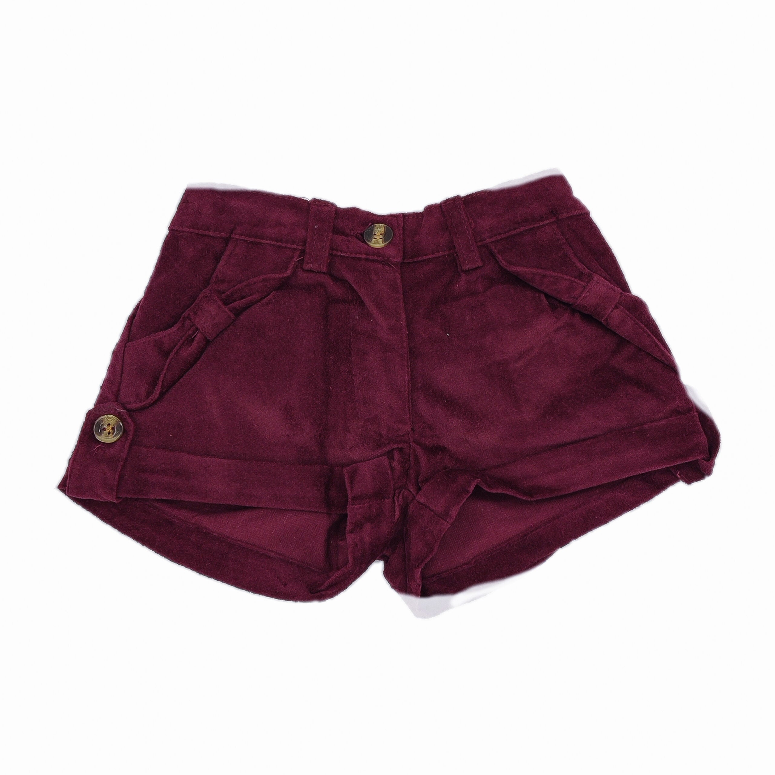Girl Burgundy Classic Shorts With Bows