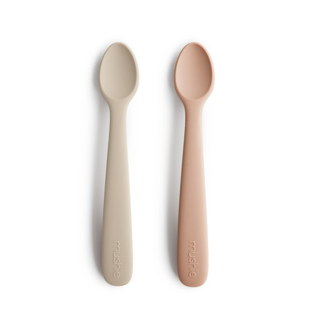 Mushie Silicone Feeding Spoons 2-Pack Blush/Shifting Sand