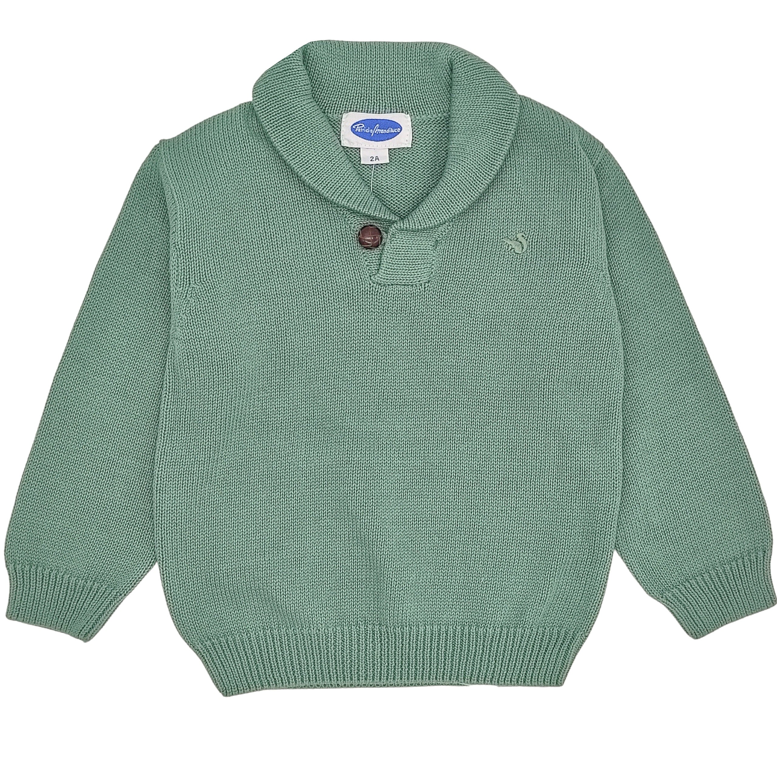 Boy Classic Green Jumper with Button