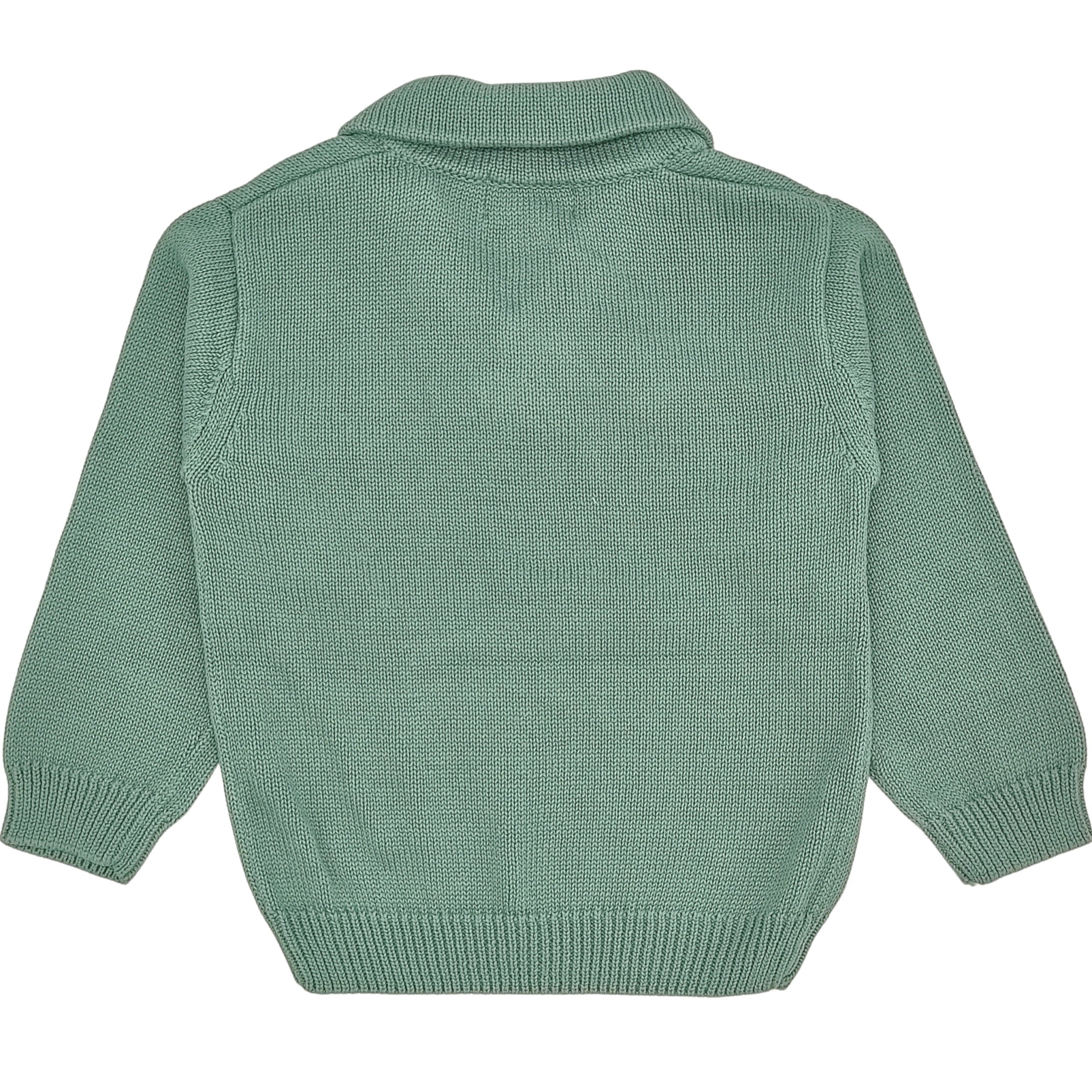 Boy Classic Green Jumper with Button