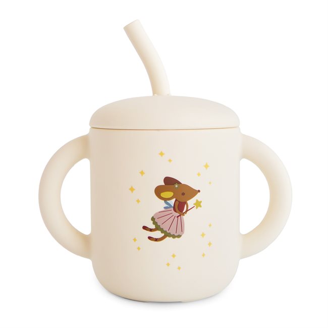 Mushie Silicone Training Cup + Straw Fairy Mice