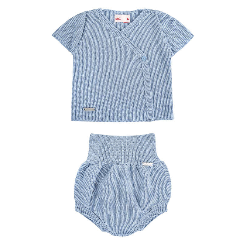 Condor Sand Stitch Set (short sleeve sweater + culotte) Bluish
