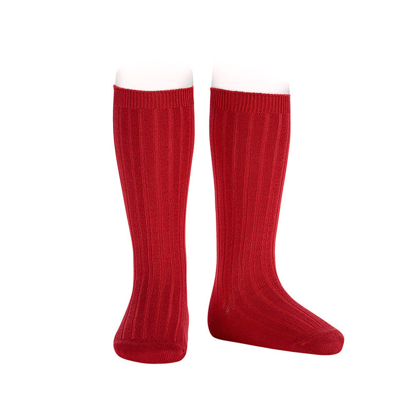 Condor Red Velvet Ribbed Knee High Socks