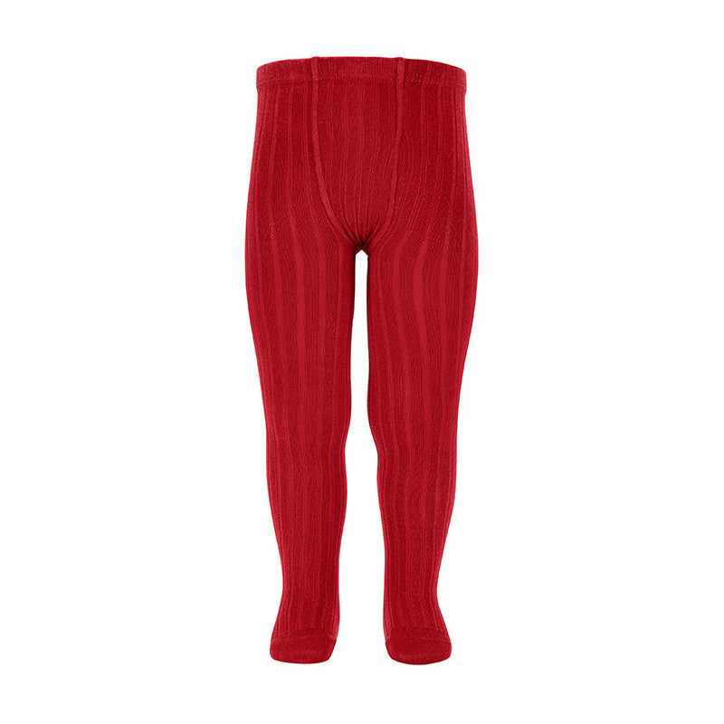 Condor Red Velvet Ribbed Tights