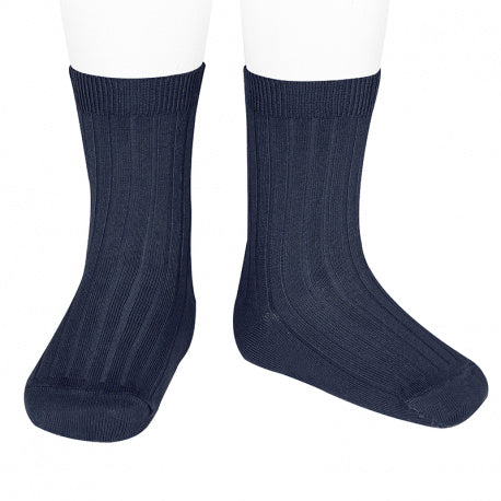 Condor Navy Rib Short Socks