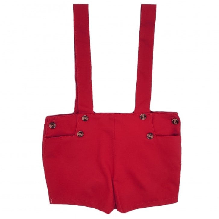 Baby Red Suspender Shorts