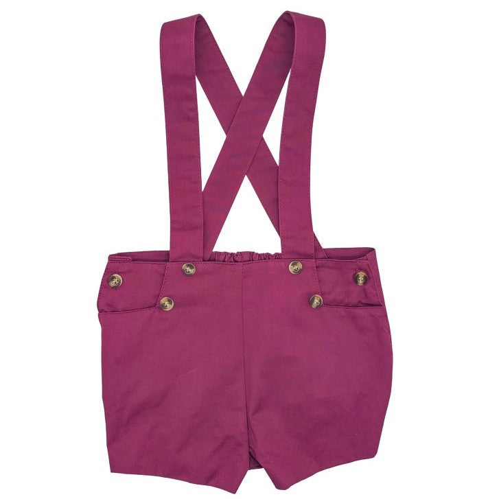 Baby Burgundy Suspender Shorts