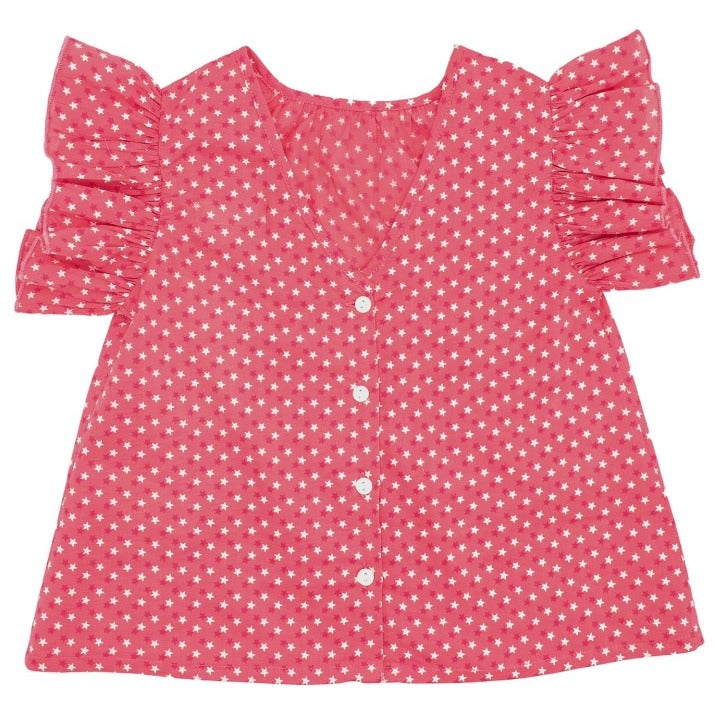 Girl Coral Stars Blouse