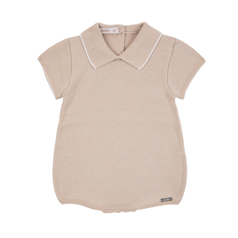Condor Short-sleeved bodysuit with fine stripe Sand