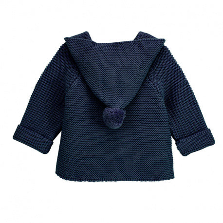 Condor Garter stitch hooded short coat Navy