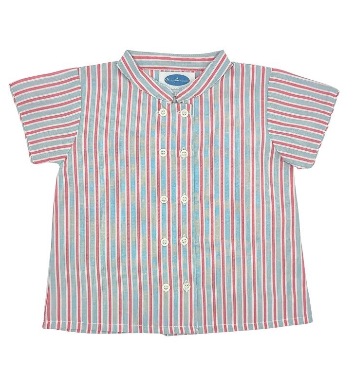 Baby Blue & Red Striped Shirt