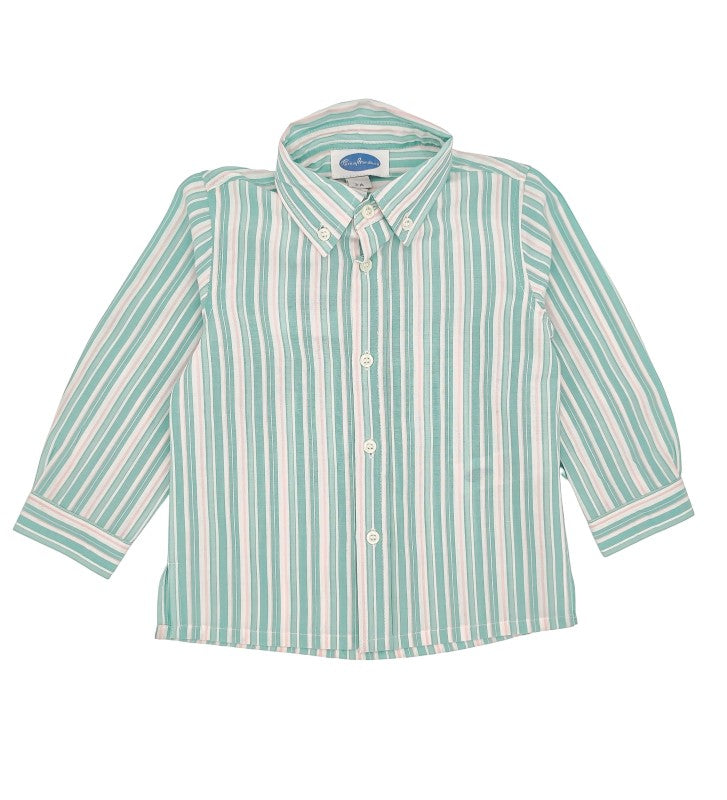 Boy Green & Pink Striped Classic Shirt