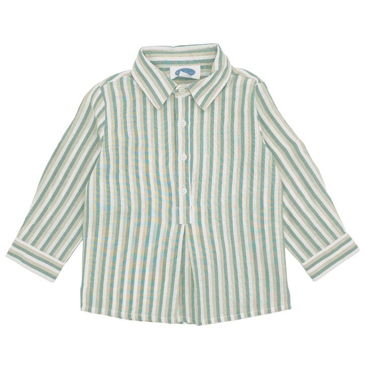 Boy Green & Khaki Stripe Classic Shirt