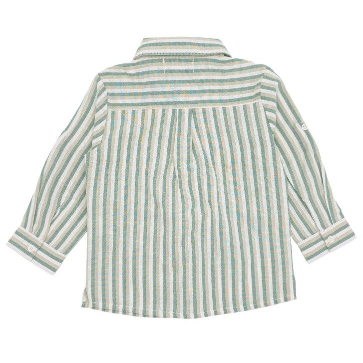 Boy Green & Khaki Stripe Classic Shirt