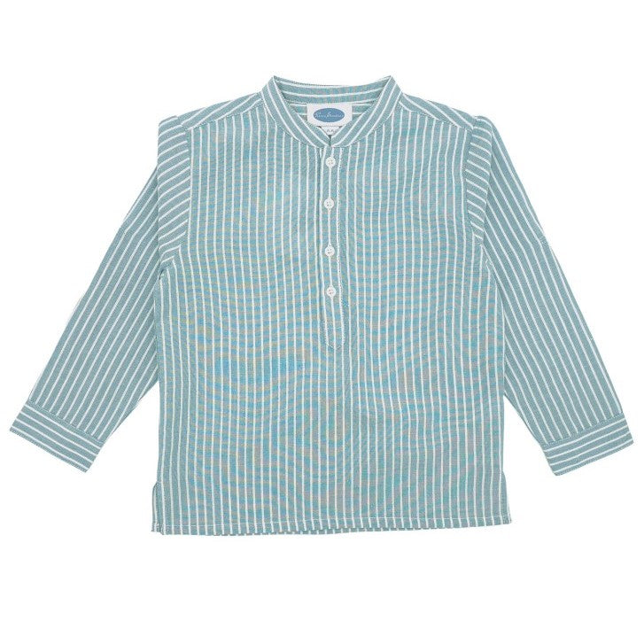 Boy Blue & White Stripe Mandarin Collar Shirt