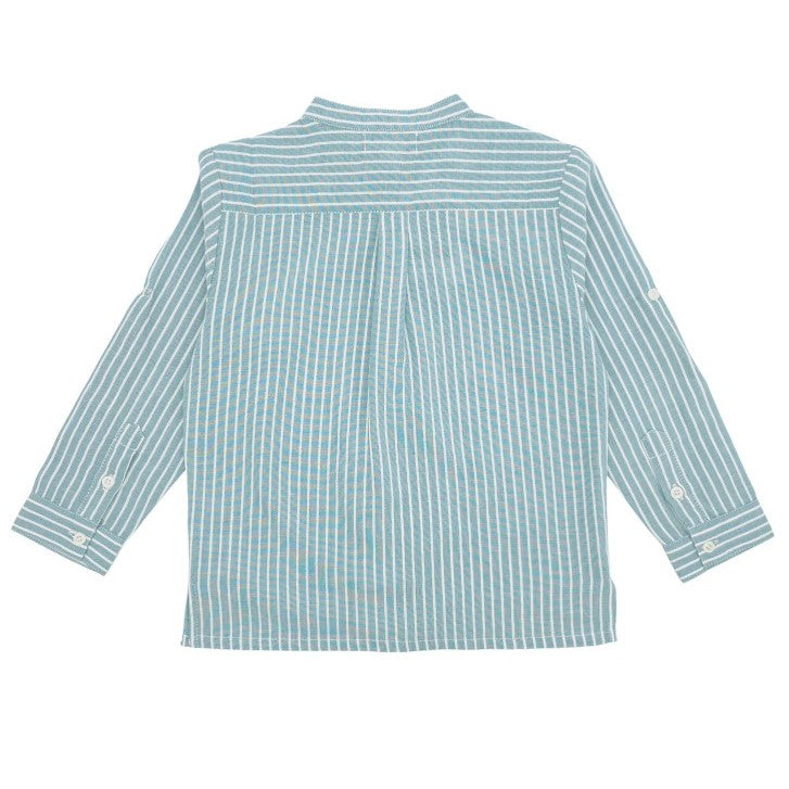 Boy Blue & White Stripe Mandarin Collar Shirt