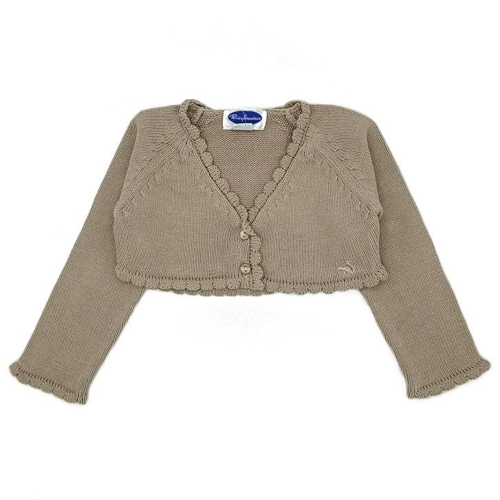 Girl Beige Cropped Cardigan