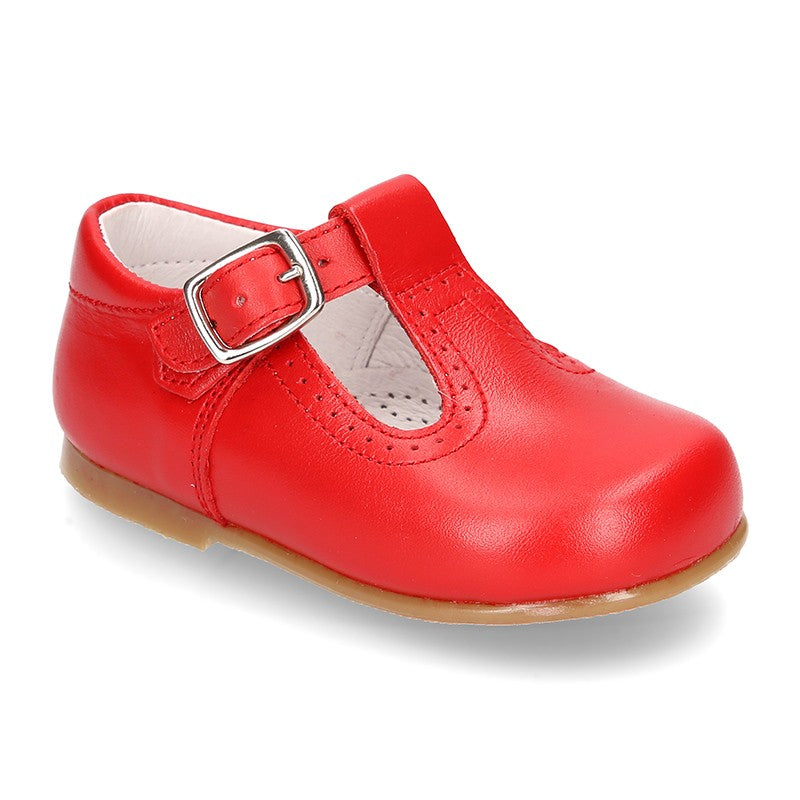 Classic Red Leather T-Bar Shoes