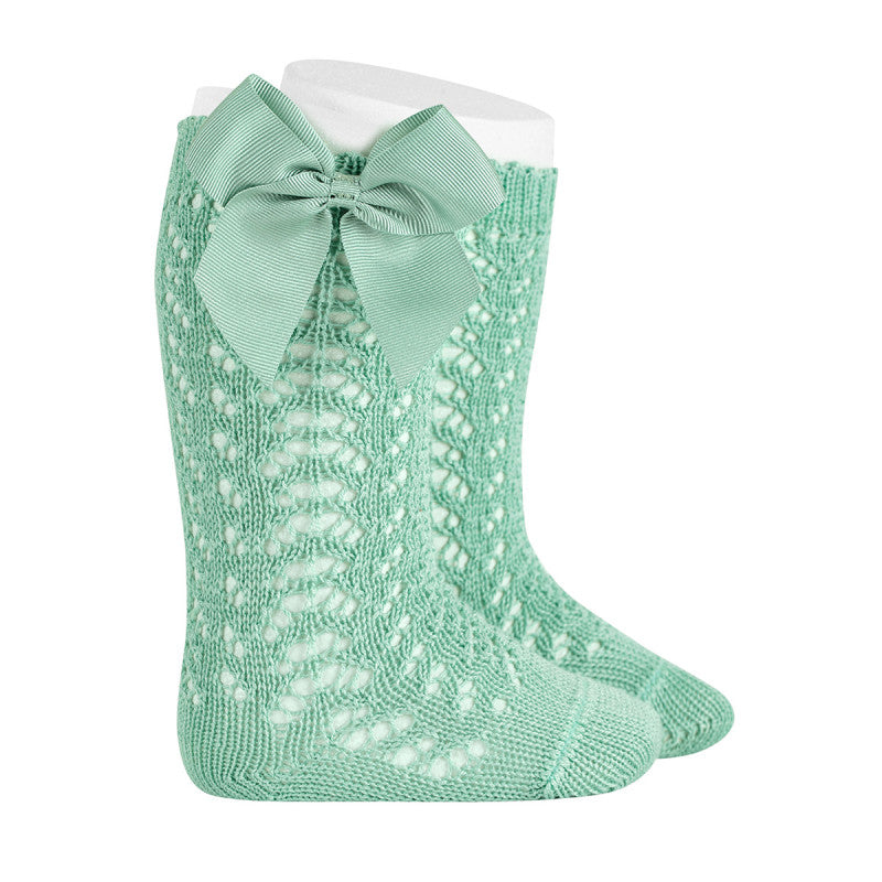 Condor Wasabi Openwork Knee High Socks with Bow