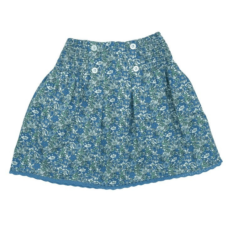 Girl Blue & Green Floral Skirt
