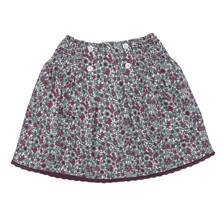 Girl Burgundy Floral Skirt