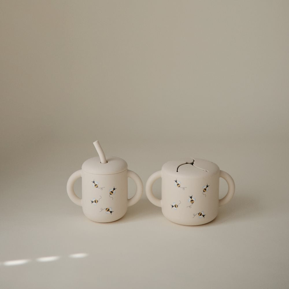 Mushie Silicone Training Cup + Straw Bees