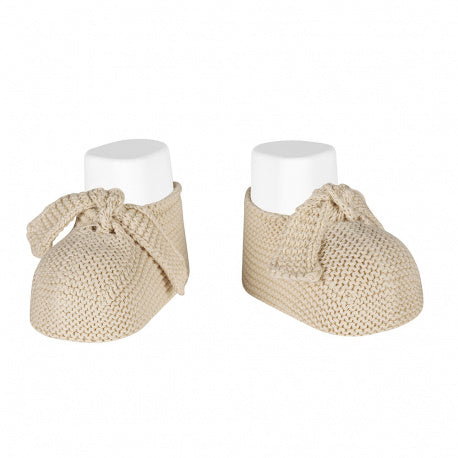 Condor Garter stitch baby booties with knot Linen