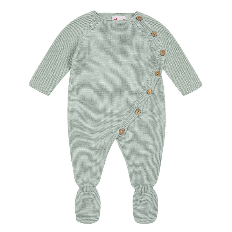 Condor Garter stitch baby foot romper Sea Mist