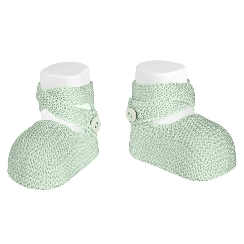 Condor Garter stitch baby booties with button Wasabi