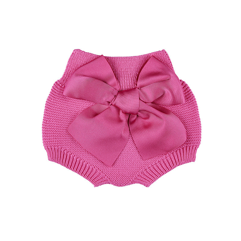 Condor Garter Stitch Culotte with Large Grosgrain Bow Fuchsia