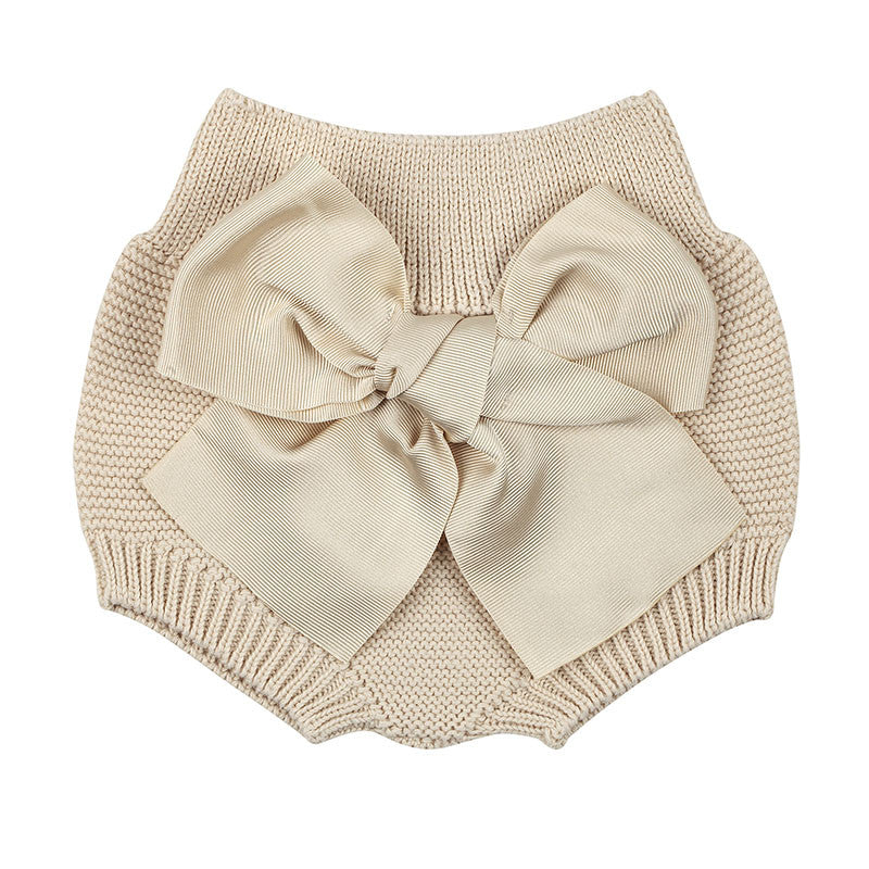 Condor Garter Stitch Culotte with Large Grosgrain Bow Linen
