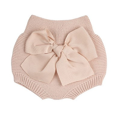 Condor Garter Stitch Culotte with Large Grosgrain Bow Nude