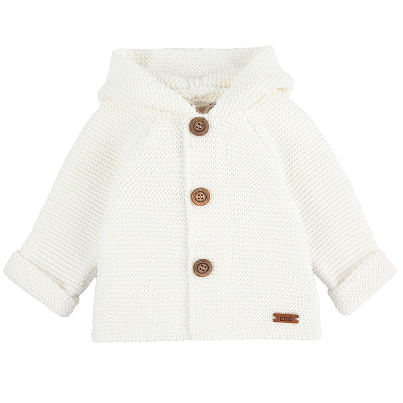Condor Garter stitch hooded short coat Cream