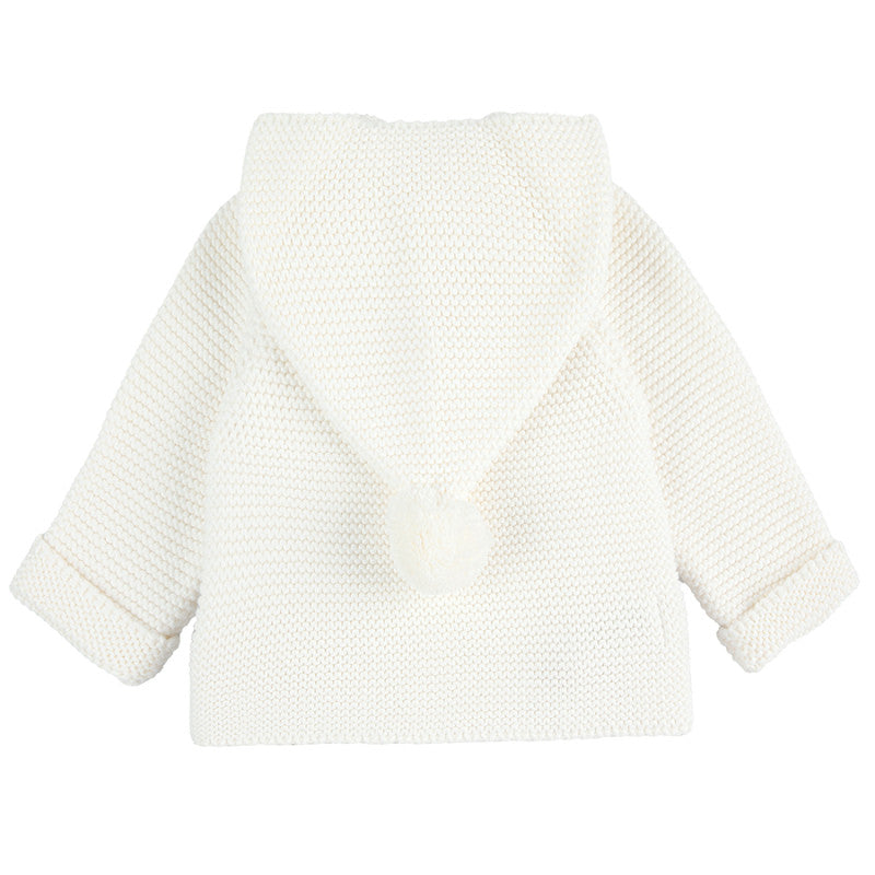 Condor Garter stitch hooded short coat Cream